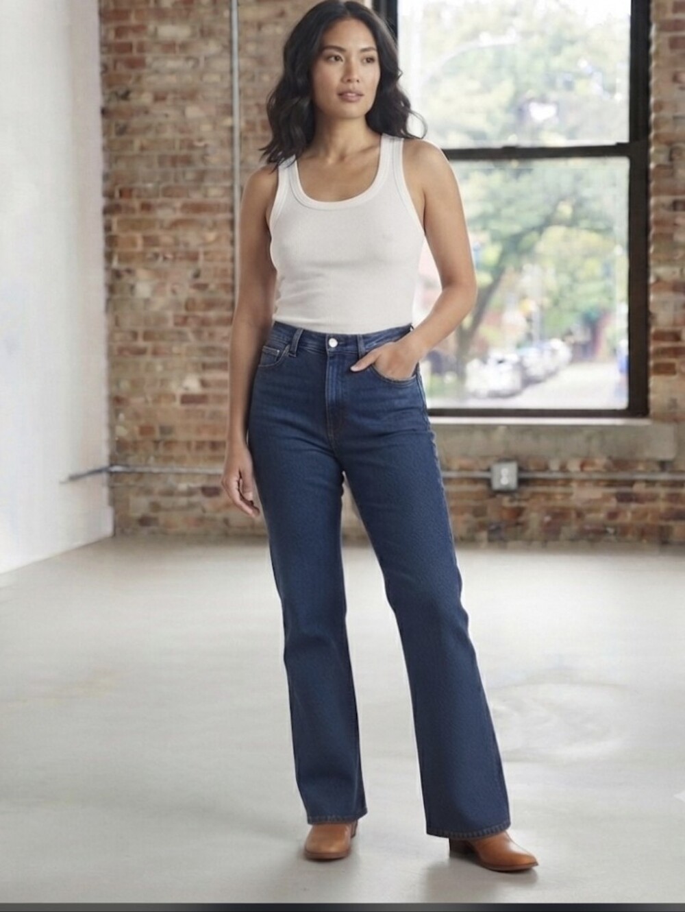 ZARA High Rise Flare Jeans Medium Wash Wide Leg Denim